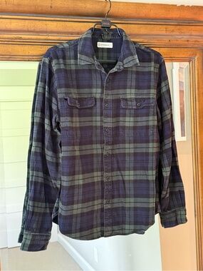 Lucky Brand Navy & Green Plaid Button-Down Shirt